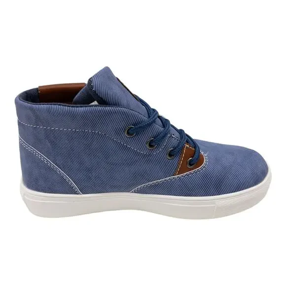 Dream Seek Denim Blue Lace Up Hi-Top Sneakers LB3 - Picture 4 of 13